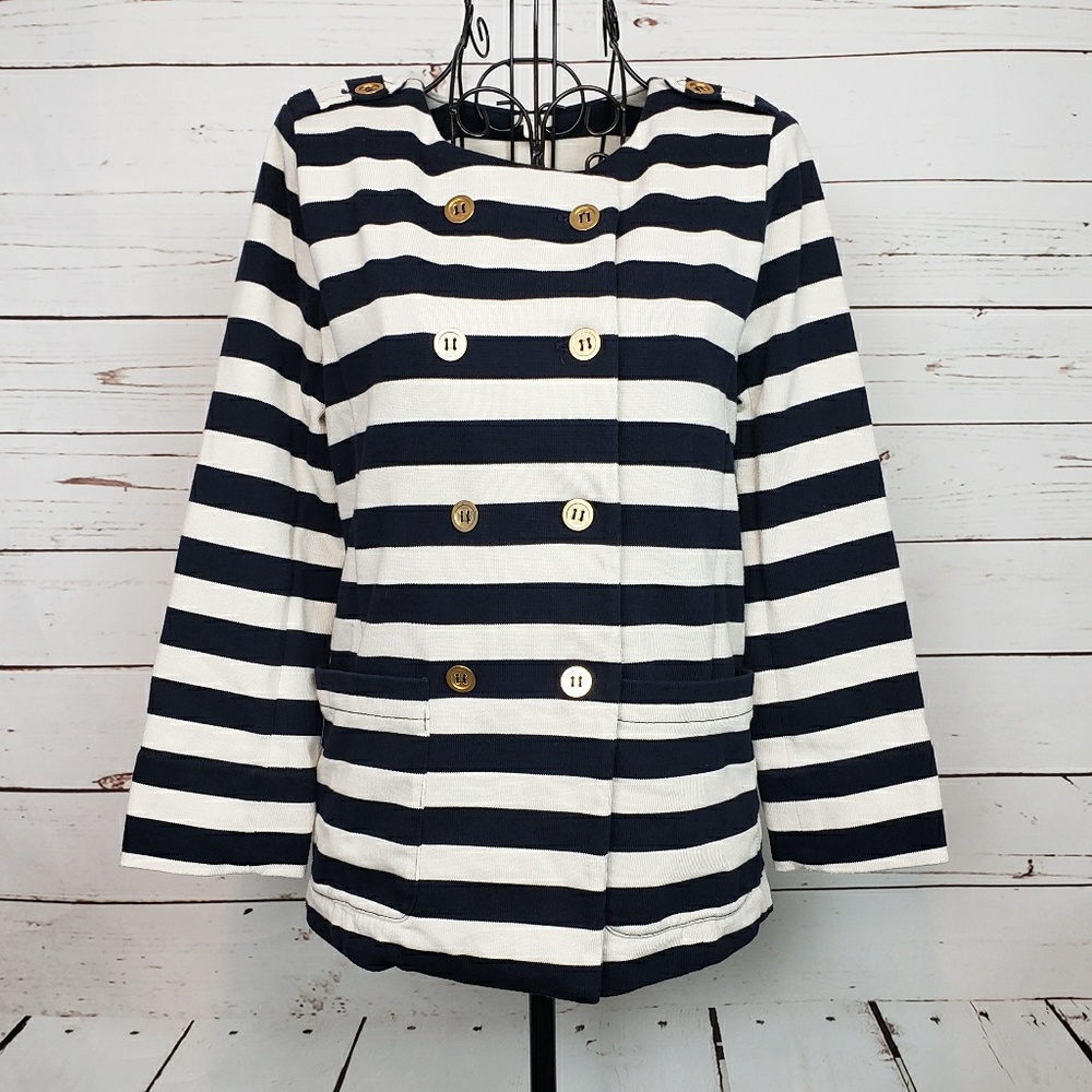 J. Crew Nautical Striped Double Breasted Jacket